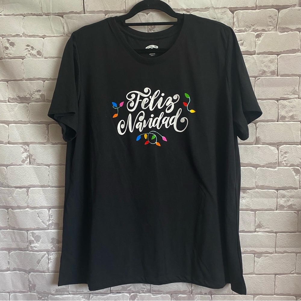 HOLIDAY TIME Black Feliz Navidad (Merry Christmas) T-Shirt Size XXXL